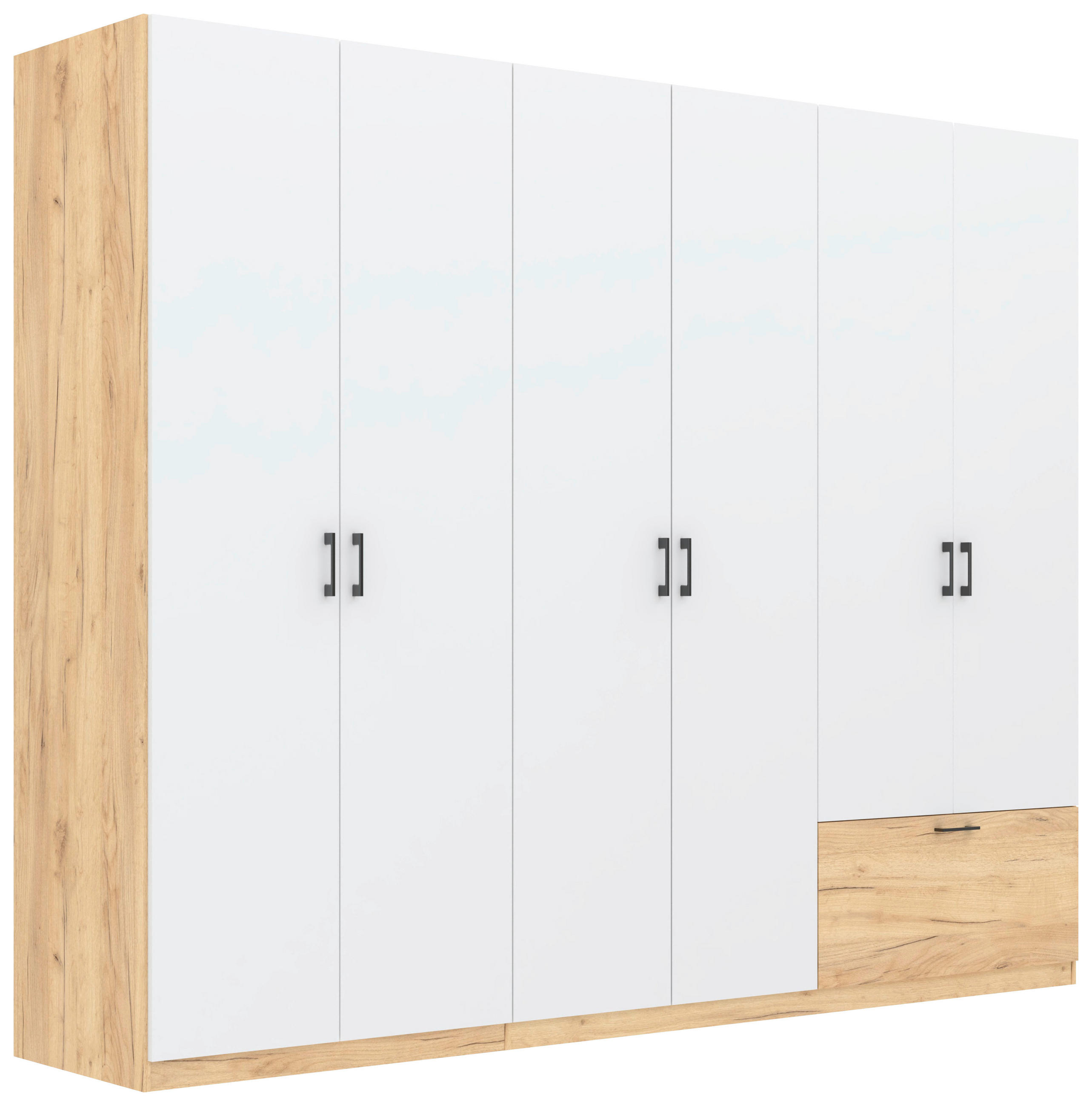 Drehtürenschrank Mit Schublade 269cm Mila Weiß/eiche Artisan