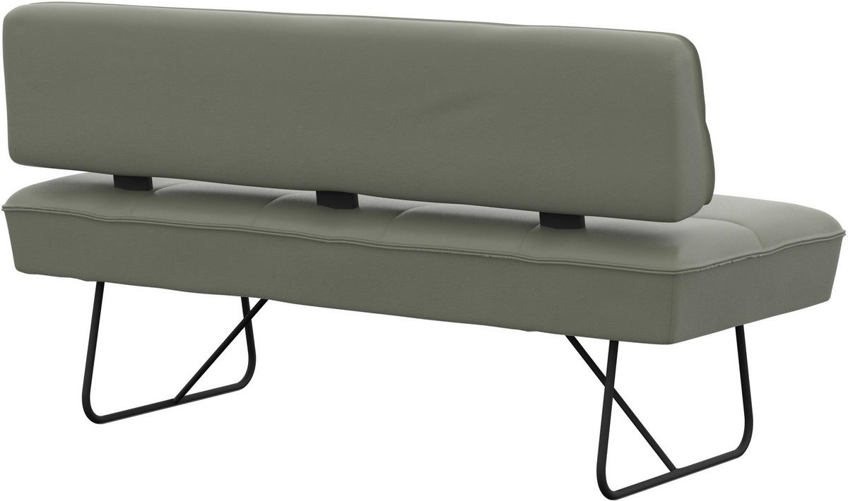SITZBANK 165/88/66 cm Echtleder Graugrün  - Schwarz/Graugrün, Design, Leder/Metall (165/88/66cm) - Moderano