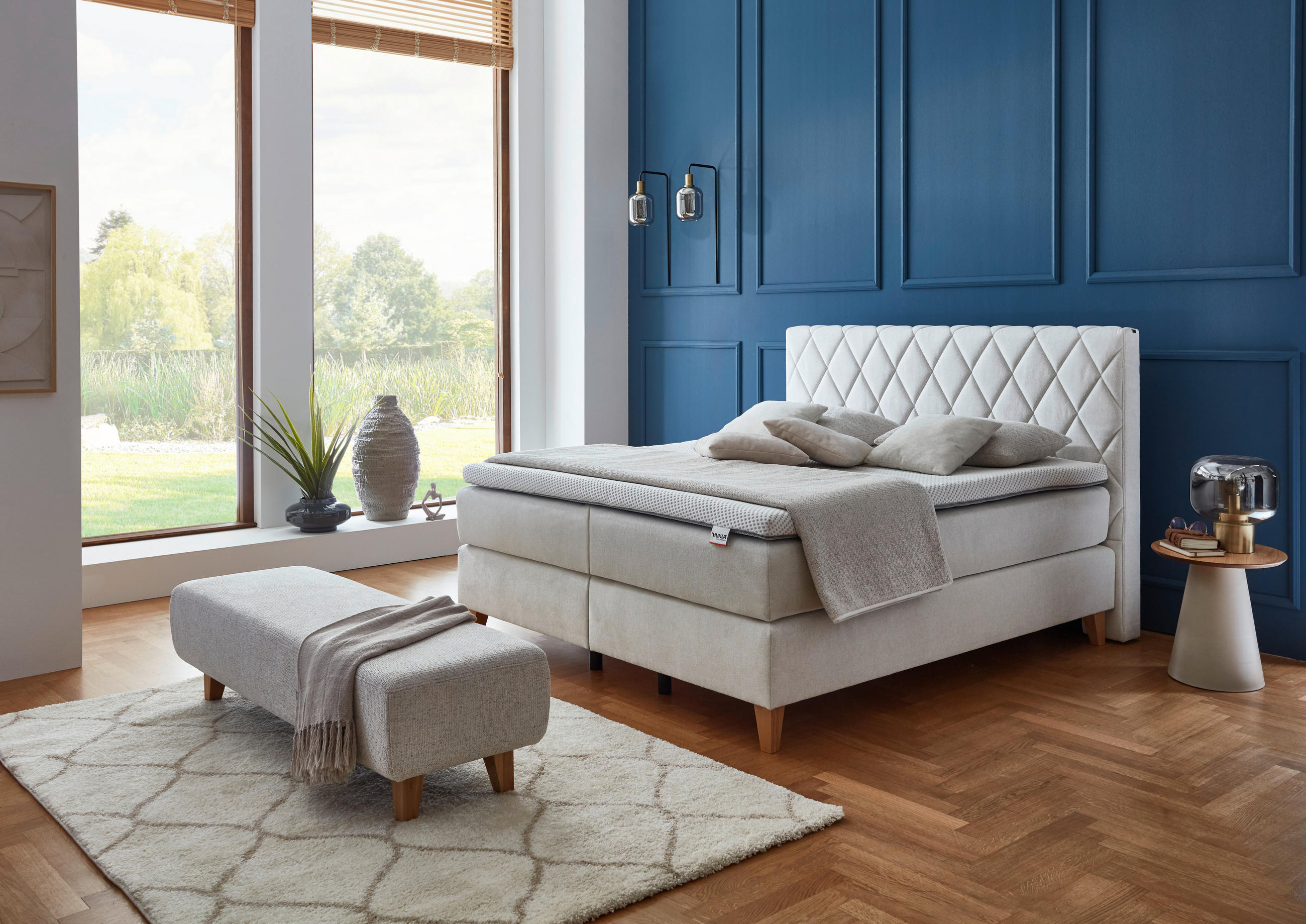 BOXSPRINGBETT 200/200 cm  Naturfarben  - Naturfarben, Modern, Holz/Textil (200/200cm) - Hukla