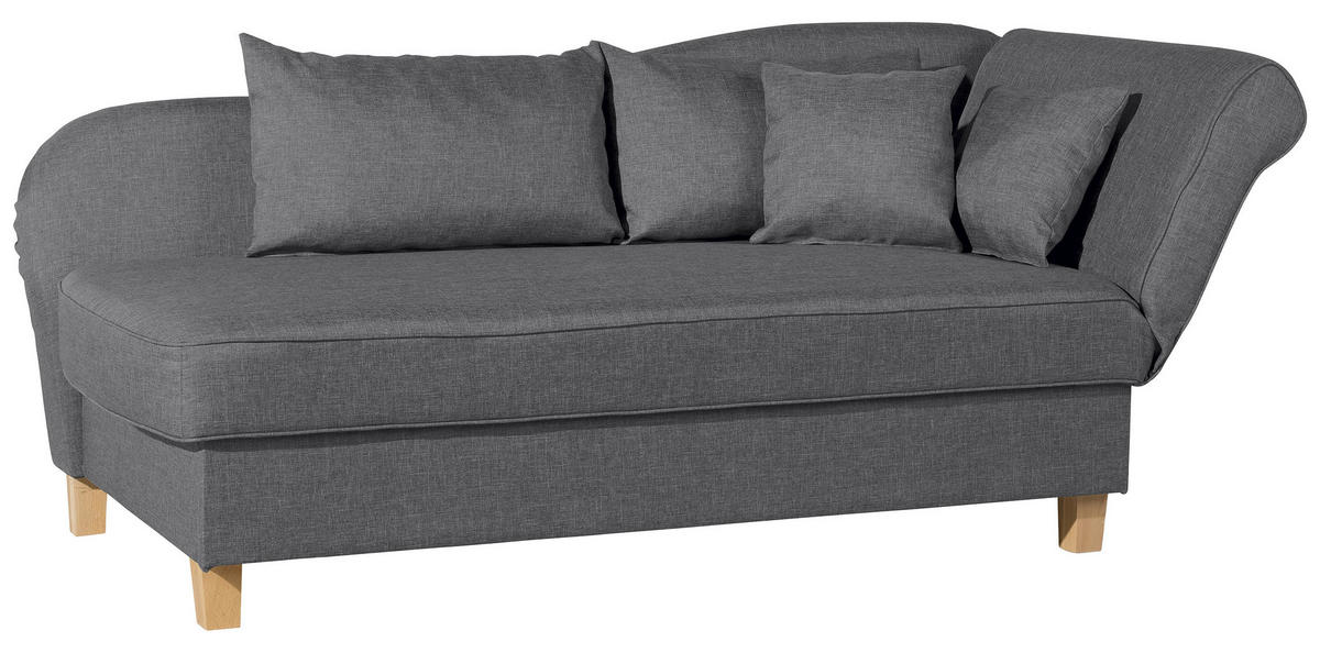 RÉCAMIERE in Flachgewebe Graphitfarben  - Buchefarben/Graphitfarben, Design, Holz/Textil (190/82/88cm) - Max Winzer