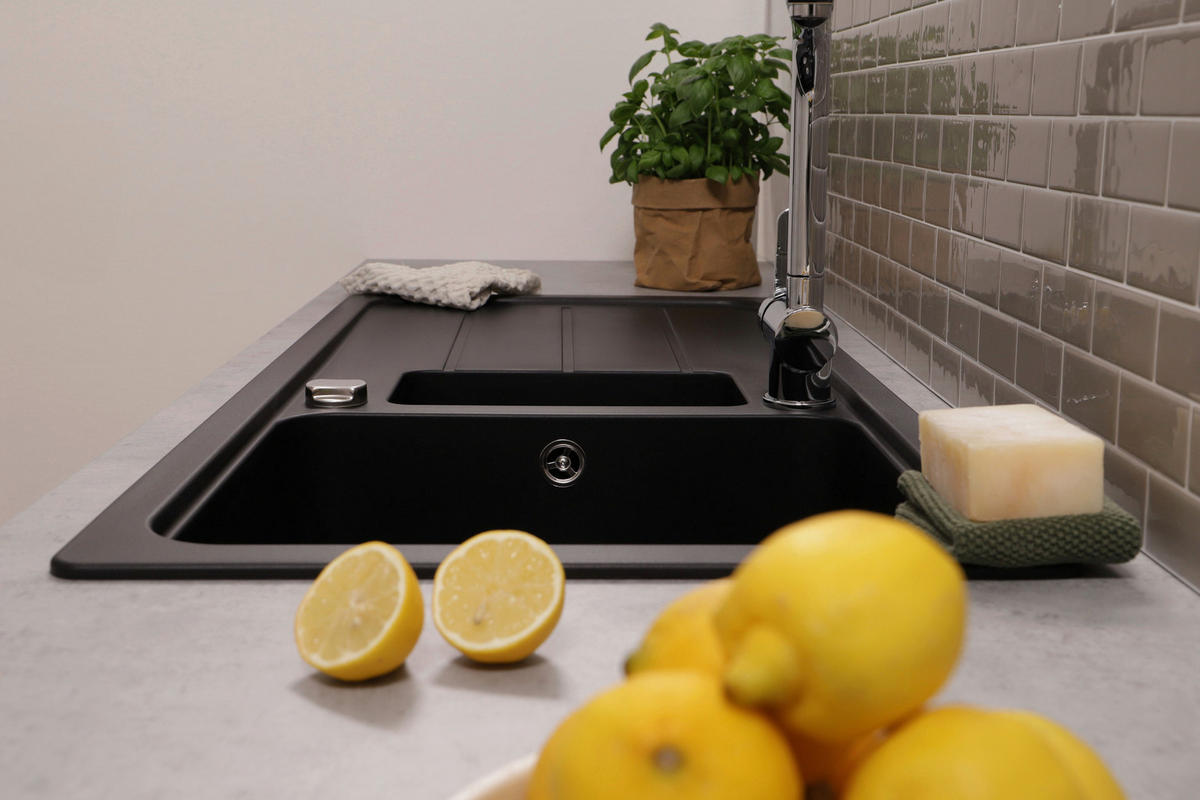 SPÜLE AUSTIN100X501,5BS  - Schwarz, Design, Stein (100/20/50cm) - Respekta