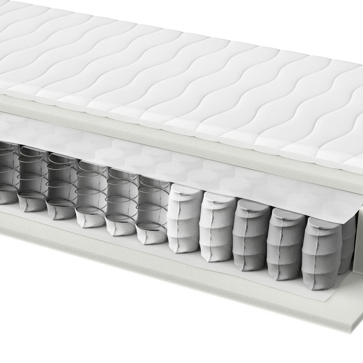 TASCHENFEDERKERNMATRATZE 90/200 cm Höhe ca. 19 cm  - Weiss, Basics, Textil (90/200cm) - Sleeptex