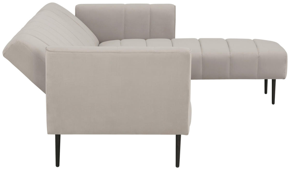 ECKSOFA Creme Samt  - Creme/Schwarz, MODERN, Textil/Metall (253/87/169cm) - P & B