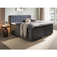 BOXBETT 160/200 cm,  in Graphitfarben, Bettkasten, Topper, H3 + H3 = fest  - Chromfarben/Graphitfarben, Trend, Kunststoff/Textil (160/200cm) - Boxxx