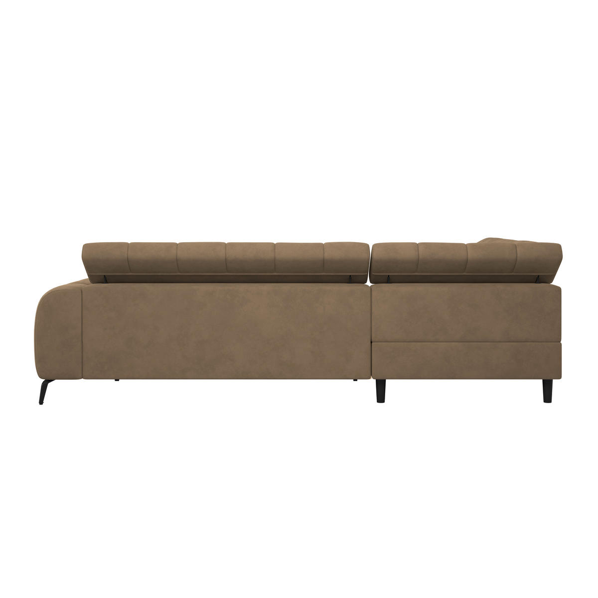 ECKSOFA Khaki Bettkasten, Rücken echt, Kopfteilverstellung  - Khaki/Schwarz, Trend, Kunststoff/Textil (203/261cm) - Livetastic