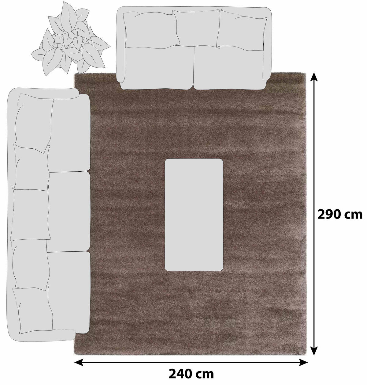 HOCHFLORTEPPICH 240/290 cm Bellevue Braun  - Braun, Basics, Textil (240/290cm) - Novel
