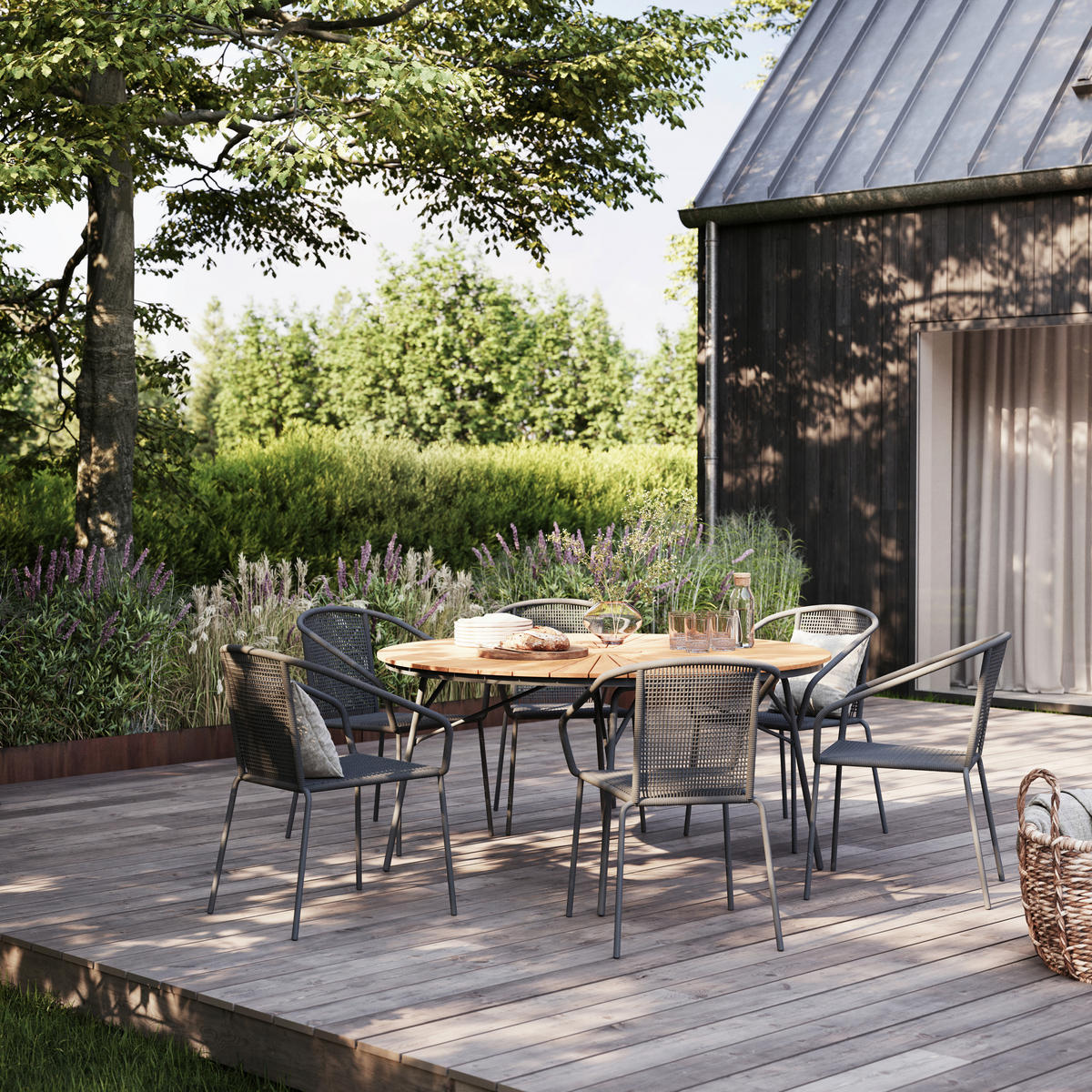 GARTENSTUHL Aluminium Dunkelgrau  - Dunkelgrau/Anthrazit, Natur, Kunststoff/Metall (52/82/60cm) - Gardenson