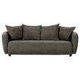 SCHLAFSOFA mit Liegefunktion, Schlafen auf Sitzhöhe, Rücken echt Flachgewebe Dunkelgrau - Dunkelgrau/Schwarz, KONVENTIONELL, Kunststoff/Textil (250/74/108cm) - Carryhome
