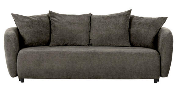SCHLAFSOFA mit Liegefunktion, Schlafen auf Sitzhöhe, Rücken echt Flachgewebe Dunkelgrau - Dunkelgrau/Schwarz, KONVENTIONELL, Kunststoff/Textil (250/74/108cm) - Carryhome