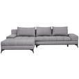 ECKSOFA Grau Webstoff Rückenkissen, Bettkasten, Schlaffunktion, Rücken echt  - Schwarz/Grau, Design, Textil/Metall (212/315cm) - Carryhome