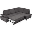 ECKSOFA in Flachgewebe Graubraun 255/186 cm - Graubraun/Silberfarben, KONVENTIONELL, Holz/Textil (255/186cm) - Cantus