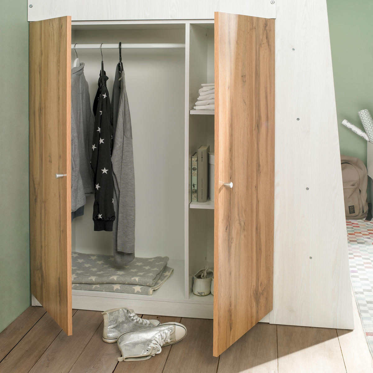 HOCHBETT 90/200 cm  - Eichefarben/Weiß, KONVENTIONELL, Holzwerkstoff (90/200cm) - Carryhome