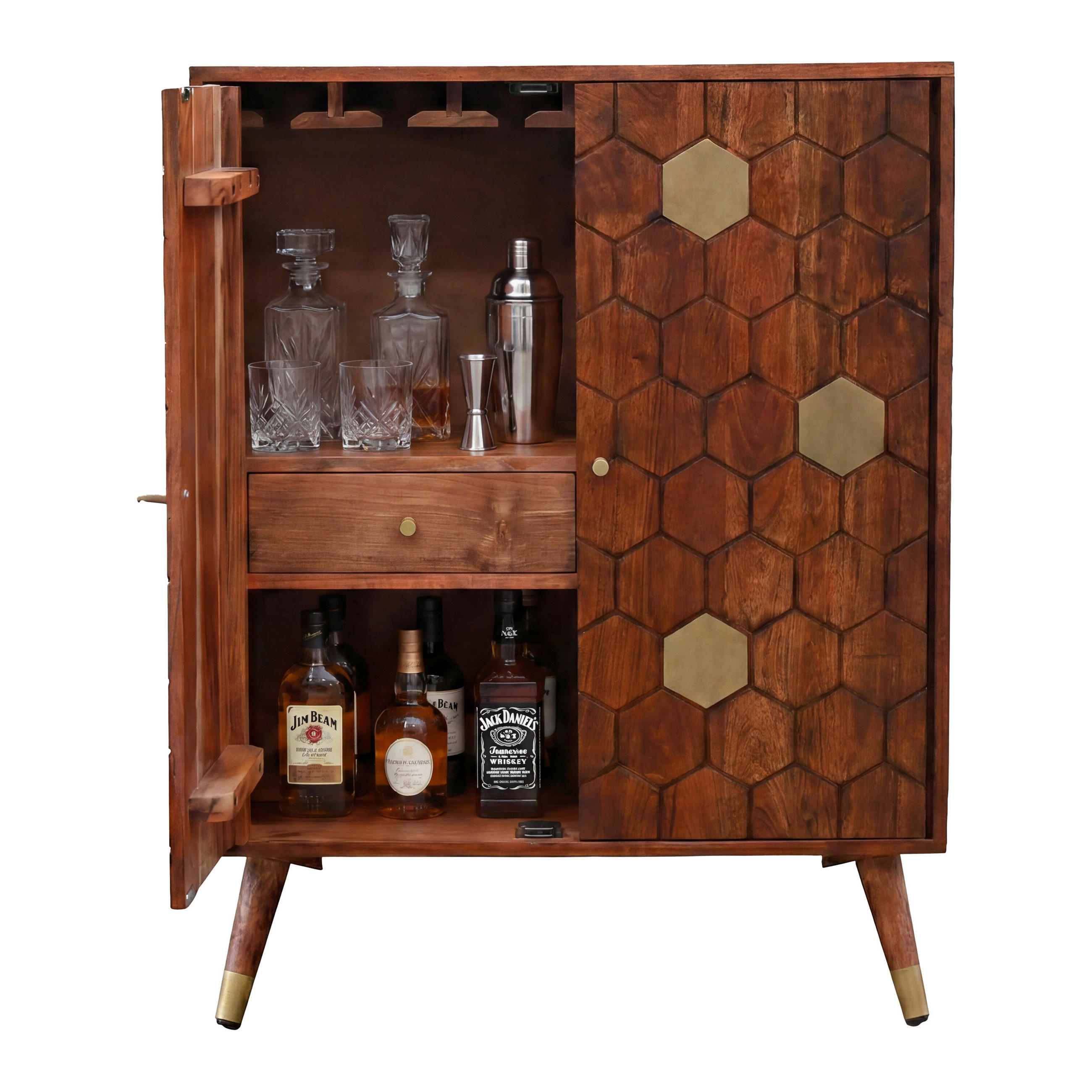 BAR Akaziefarben  - Goldfarben/Akaziefarben, Design, Holz/Metall (75/46/96cm) - Livetastic