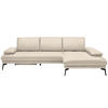 ECKSOFA Beige Echtleder  - Beige/Schwarz, Design, Leder/Metall (273/187cm) - Celina Home