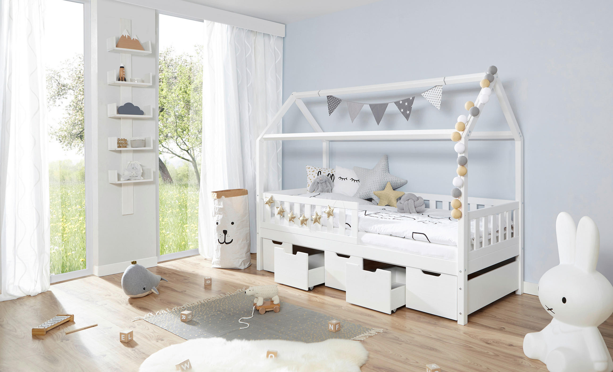 HAUSBETT Absturzsicherung, Bettschublade 90/200 cm  - Weiß, MODERN, Holz (90/200cm) - MID.YOU