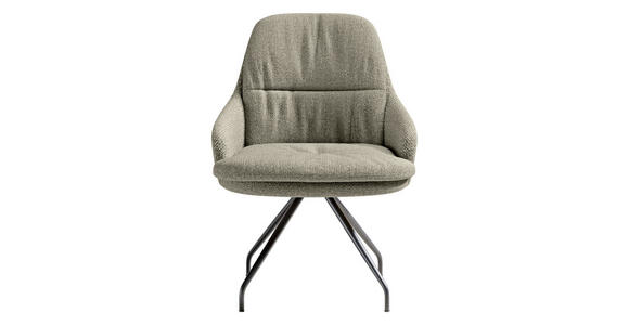 ARMLEHNSTUHL  Beinauswahl, Sitzfläche 360° drehbar, Stoff-/Lederauswahl Flachgewebe  Graugrün  - Schwarz/Graugrün, Design, Textil/Metall (60/86/66cm) - Dieter Knoll