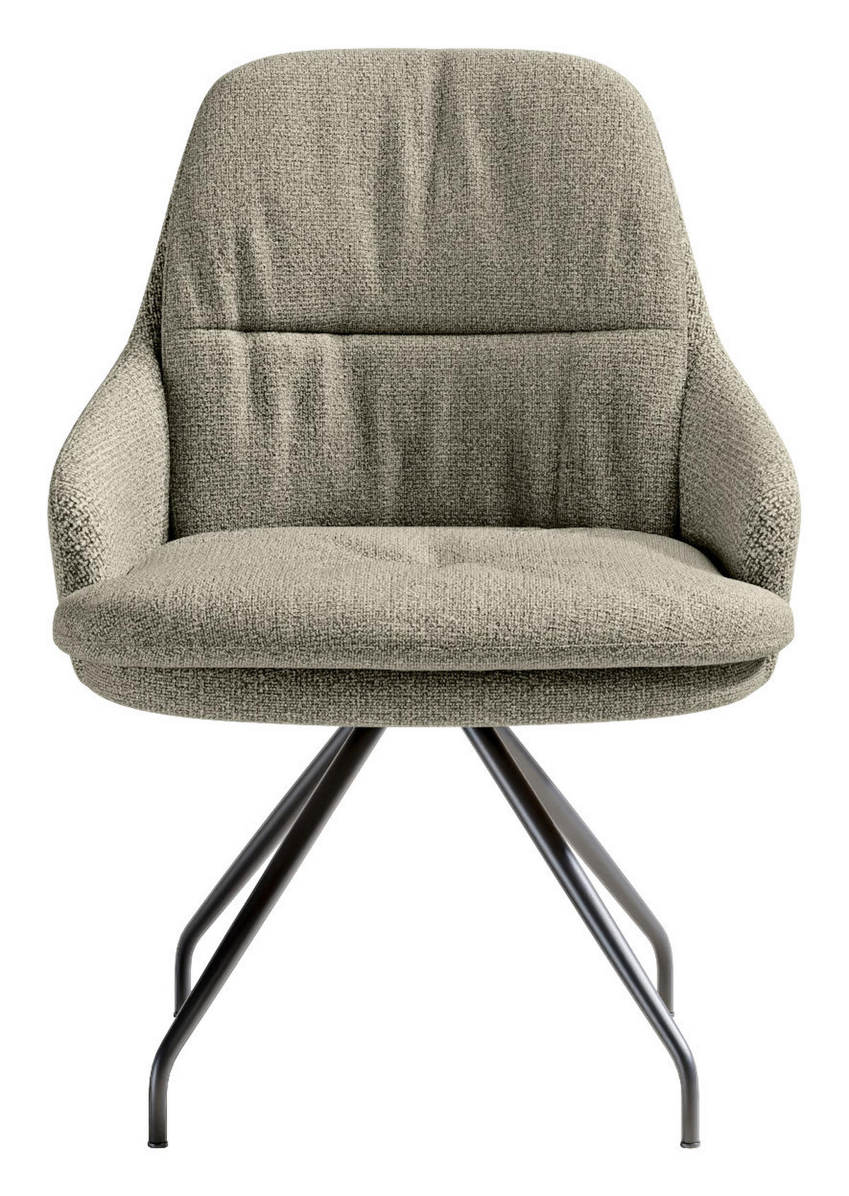 ARMLEHNSTUHL  Beinauswahl, Sitzfläche 360° drehbar, Stoff-/Lederauswahl Flachgewebe  Graugrün  - Schwarz/Graugrün, Design, Textil/Metall (60/86/66cm) - Dieter Knoll