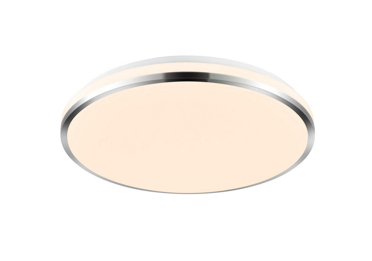 LED MENNYEZETI LÁMPA - króm/fehér, Lifestyle, műanyag/fém (45/6,5cm) - Novel