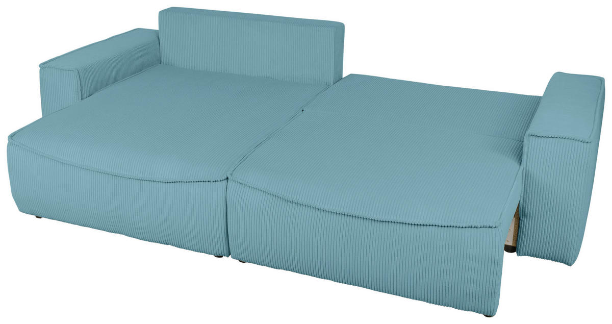 ECKSOFA Türkis Cord  - Türkis/Schwarz, KONVENTIONELL, Kunststoff/Textil (148/265cm) - Carryhome