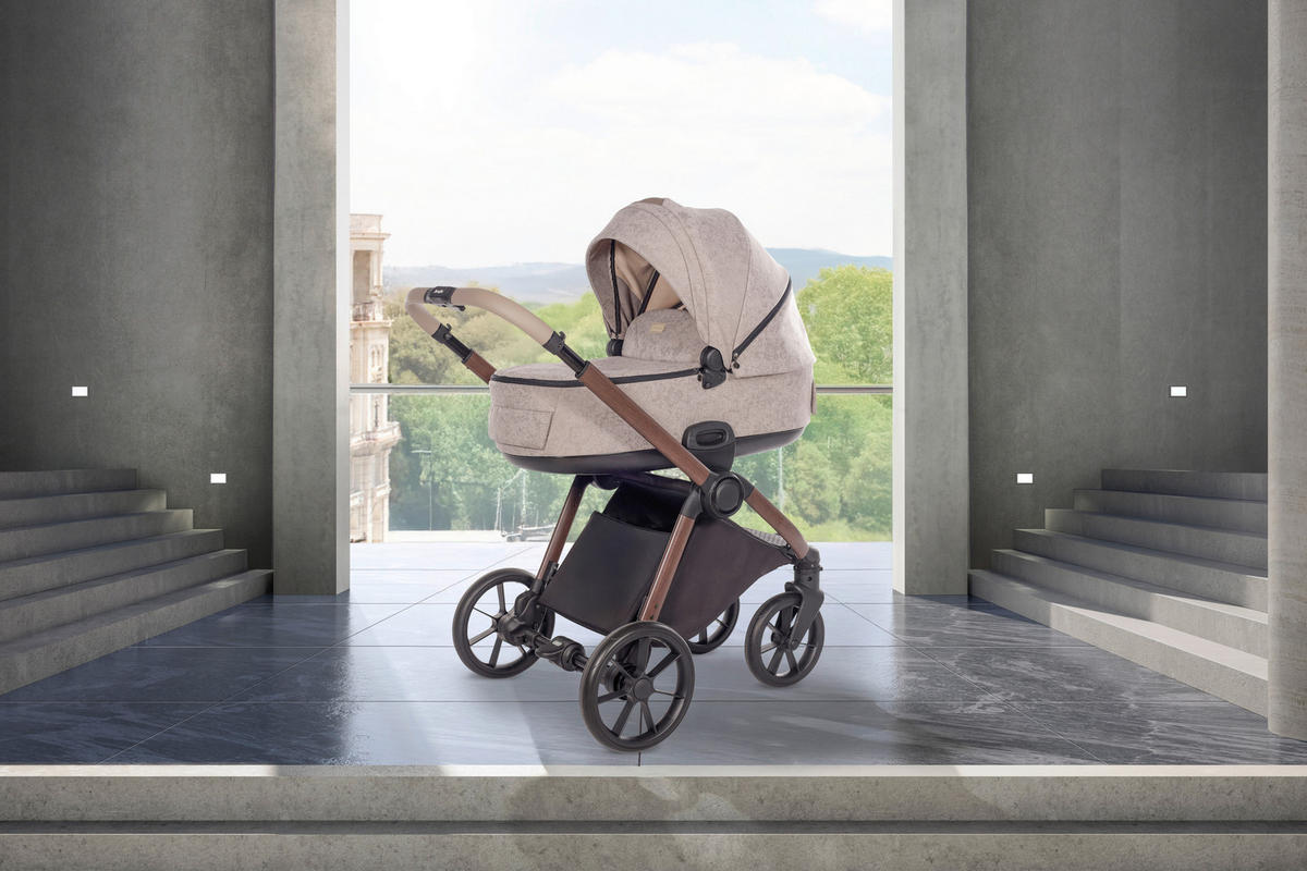 KINDERWAGENSET Facetty  - Beige/Braun, Design, Textil/Metall (104,5/62/94cm) - Jimmylee