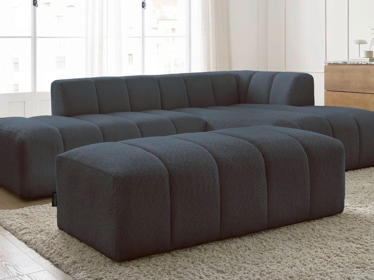 ECKSOFA  ANNECY Dunkelblau Bouclé  - Schwarz/Dunkelblau, MODERN, Kunststoff/Textil (262/170cm)