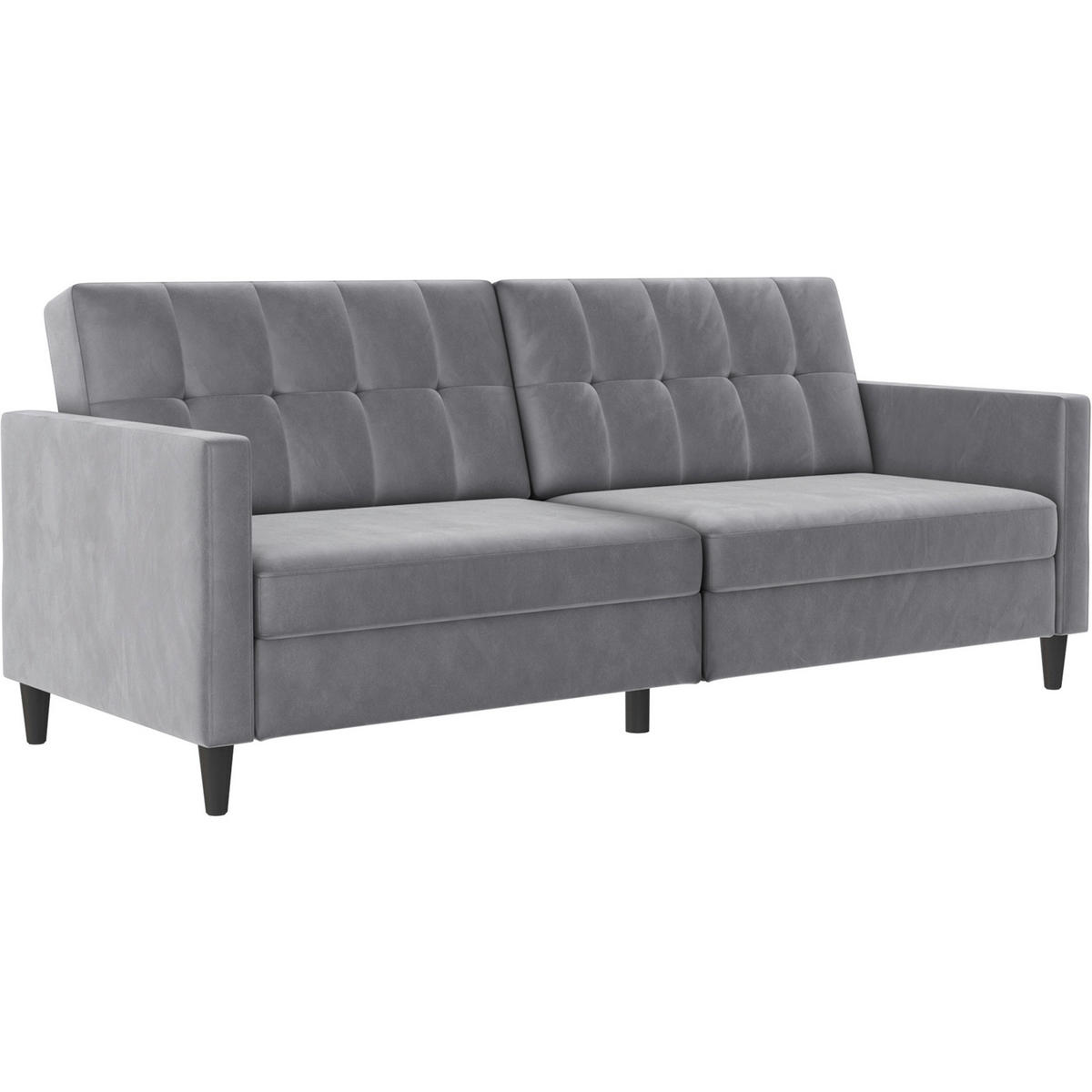 SCHLAFSOFA HANNOVER in Samt Grau Vintage, Skandinavisch, Modern  - Schwarz/Grau, Basics, Kunststoff/Textil (203/82/83cm) - Livetastic