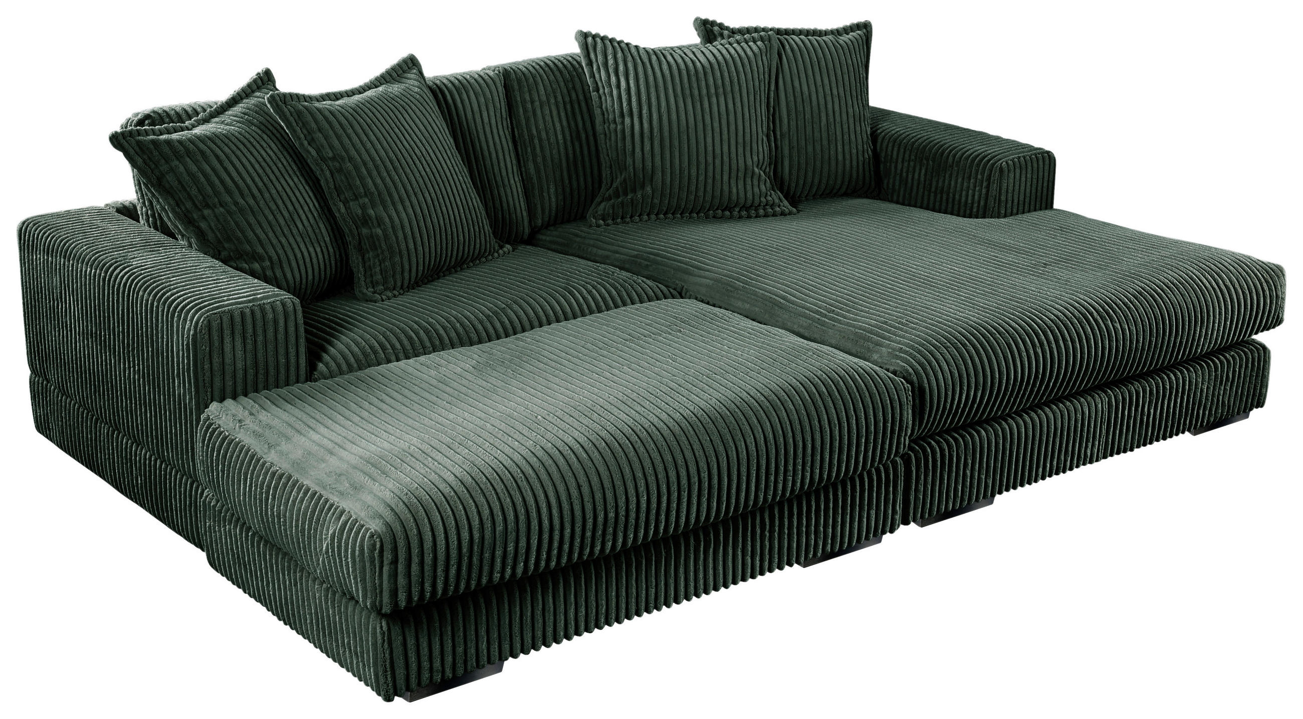 ECKSOFA FUNNY Dunkelgrün Cord  - Dunkelgrün/Schwarz, Basics, Kunststoff/Textil (285/195cm) - Livetastic