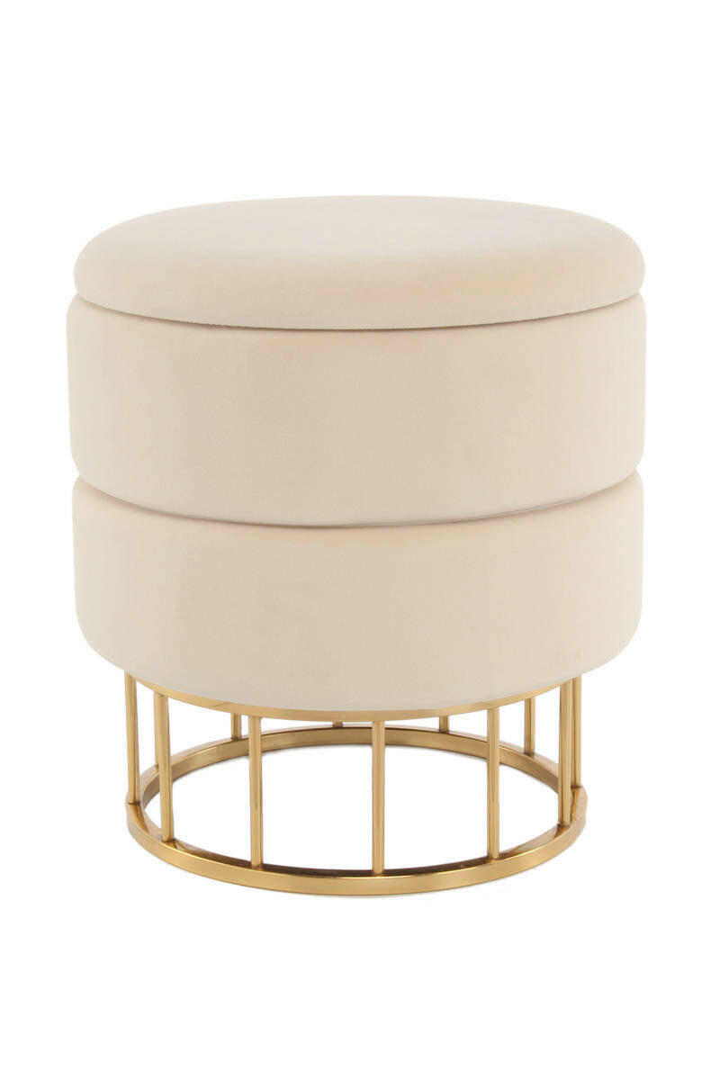 TABURET, kov, plast, textil, kompozitní dřevo, 37,5/41/37,5 cm - barvy zlata/béžová, Basics, kov/kompozitní dřevo (37,5/41/37,5cm)