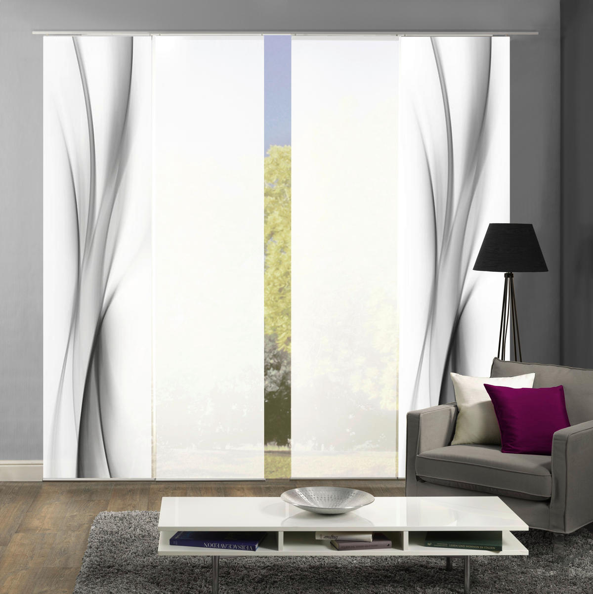 FLÄCHENVORHANG  4 Stück  halbtransparent   60/245 cm  - Grau, Design, Textil (60/245cm)