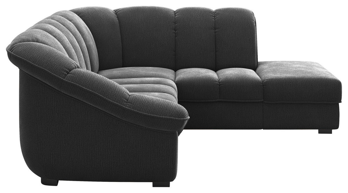 ECKSOFA Schwarz Chenille Bettkasten, Schlaffunktion, Rücken echt  - Schwarz, KONVENTIONELL, Kunststoff/Textil (260/222cm) - Welnova