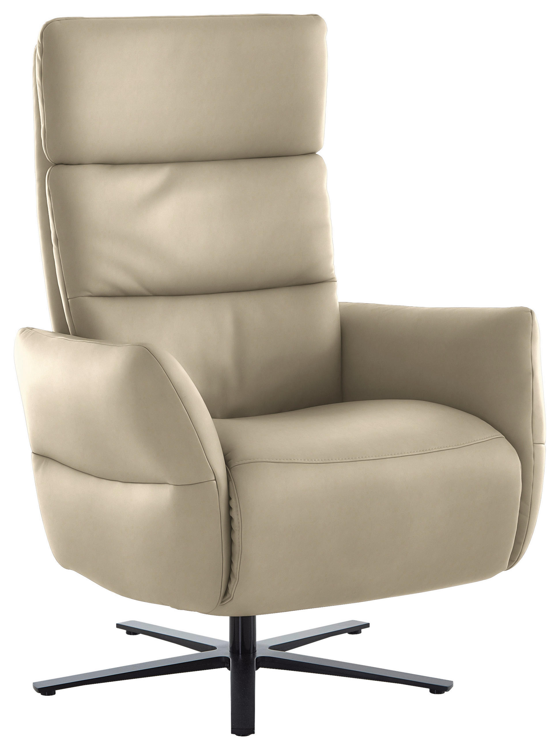 RELAXSESSEL in Leder Ecru  - Ecru/Schwarz, Design, Leder/Metall (82/119/85cm) - Dieter Knoll