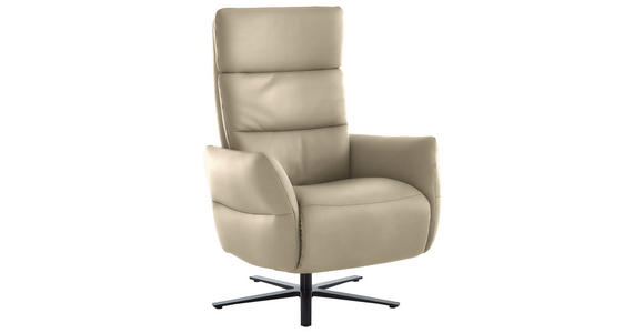 RELAXSESSEL in Leder Ecru  - Ecru/Schwarz, Design, Leder/Metall (82/119/85cm) - Dieter Knoll