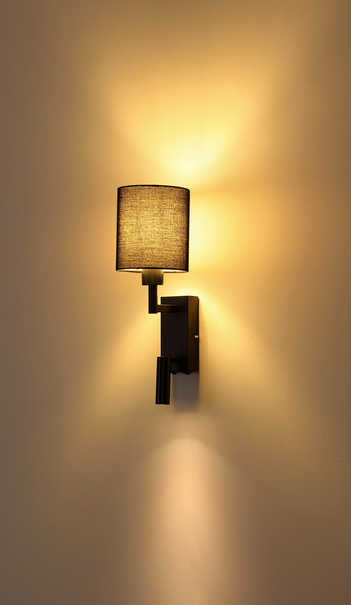 LED-WANDLEUCHTE 15/45,5 cm   - Schwarz, KONVENTIONELL, Textil/Metall (15/45,5cm) - Globo