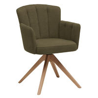 ARMLEHNSTUHL in Holz, Textil Olivgrün, Wildeiche  - Wildeiche/Olivgrün, Design, Holz/Textil (58/83/62cm) - Venjakob
