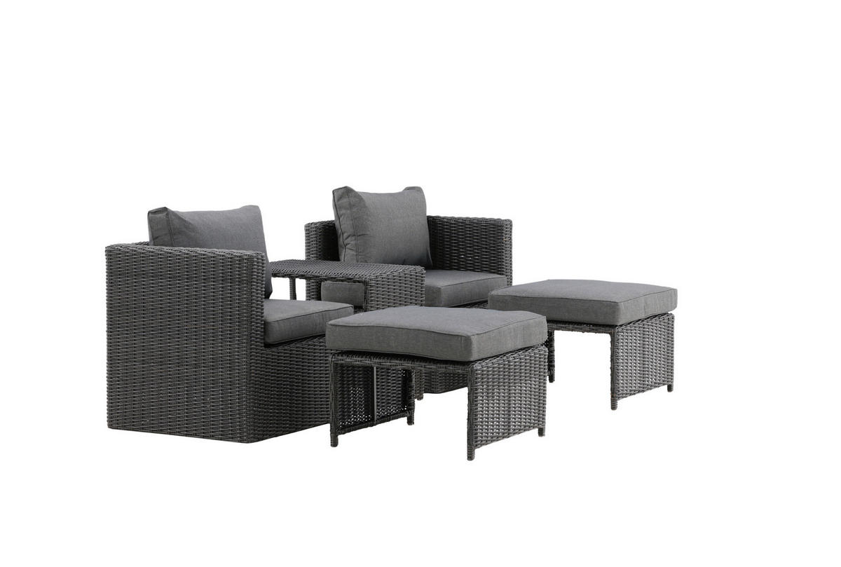 GARTENSET Stahl  - Schwarz/Grau, KONVENTIONELL, Kunststoff/Metall - Gardenson