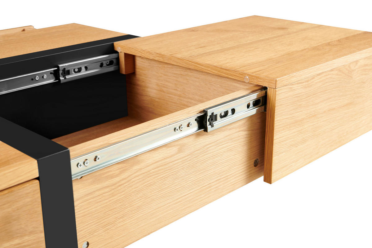 KLUBSKA MIZA, črna, barve hrasta  - črna/barve hrasta, Design, kovina/leseni material (120/65/40cm) - Livetastic