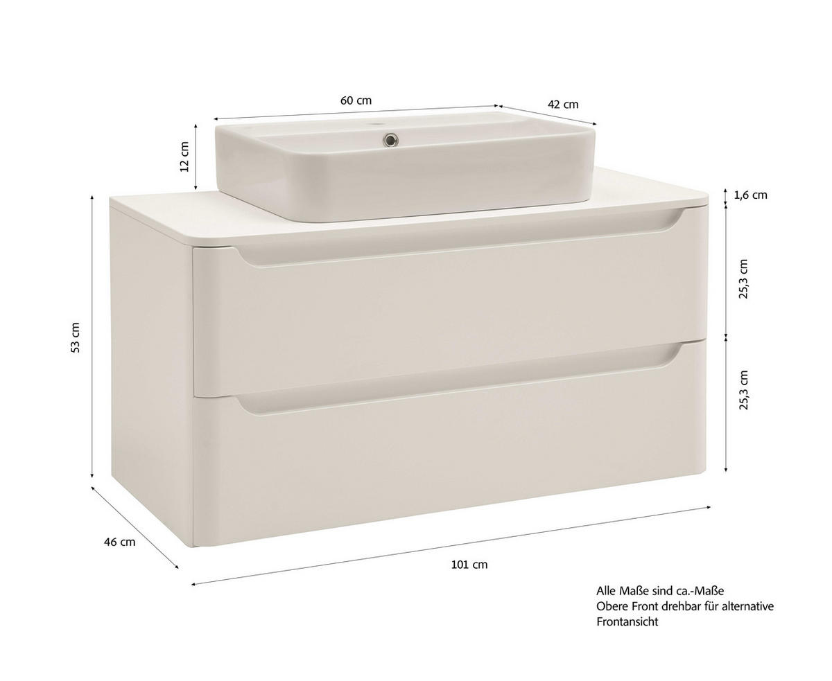 WASCHTISCHKOMBI 101 cm  - Weiß, KONVENTIONELL, Keramik/Holzwerkstoff (101cm) - Xora