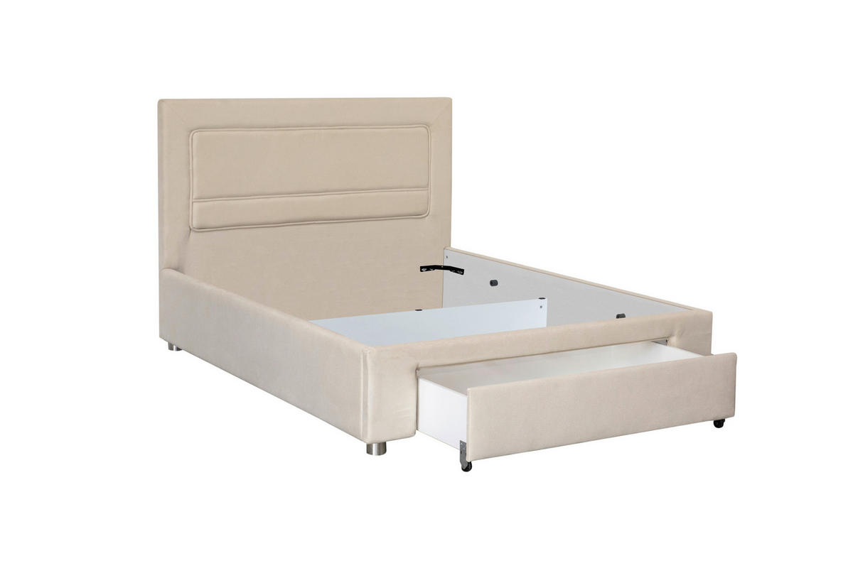 PAT TAPIțAT  in crem  - crem/culoare crom, Design, plastic/lemn (180/200cm) - Carryhome