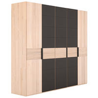 KLEIDERSCHRANK 249,6/224,6/57 cm 5-türig  - Dunkelbraun/Eschefarben, Design, Glas/Holz (249,6/224,6/57cm) - Valdera