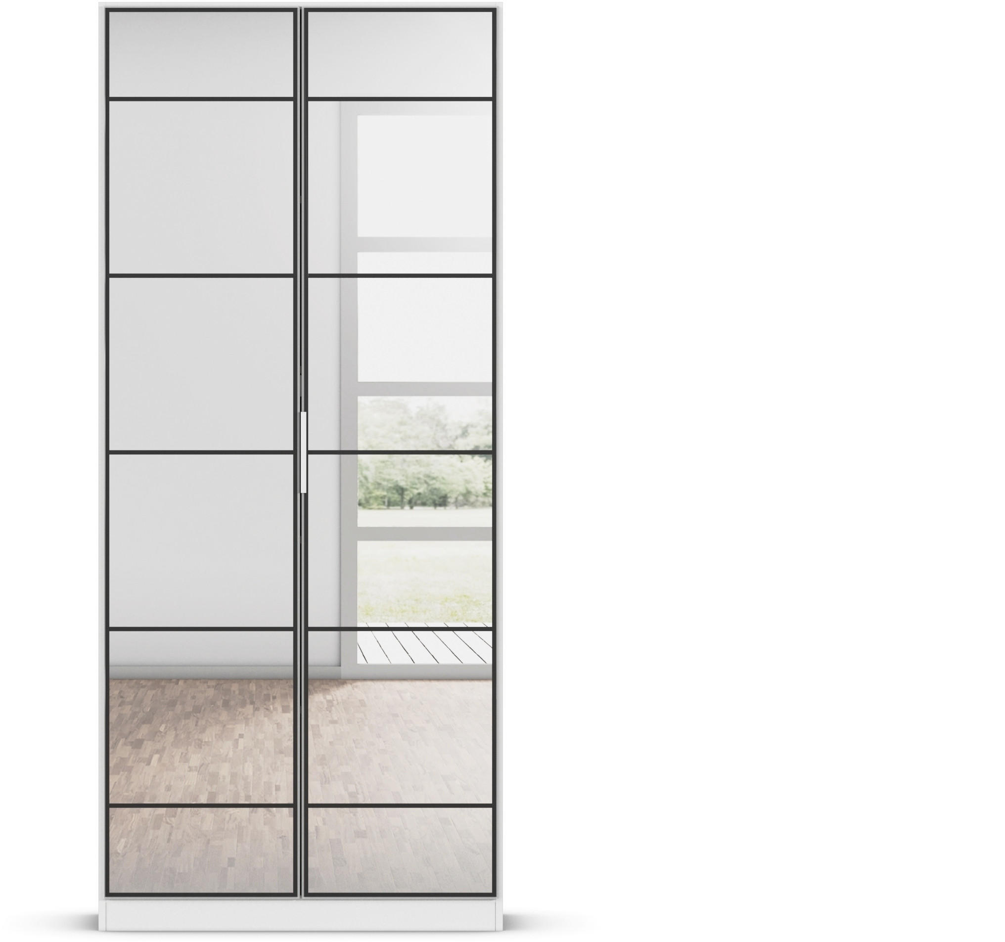 DREHTÜRENSCHRANK 90/210/41 cm 2-türig Schwarz, Weiß  - Schwarz/Weiß, Design, Glas/Holzwerkstoff (90/210/41cm) - Rauch Möbel