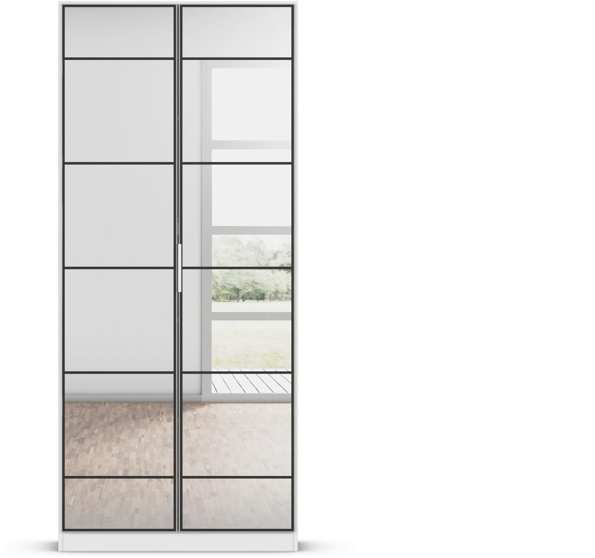 DREHTÜRENSCHRANK in Schwarz, Weiss  - Weiss/Schwarz, Design, Glas/Holzwerkstoff (90/210/41cm) - Boxxx
