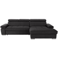 ECKSOFA in Velours Graphitfarben  292/183 cm  - Silberfarben/Graphitfarben, Design, Holz/Textil (292/183cm) - Livetastic