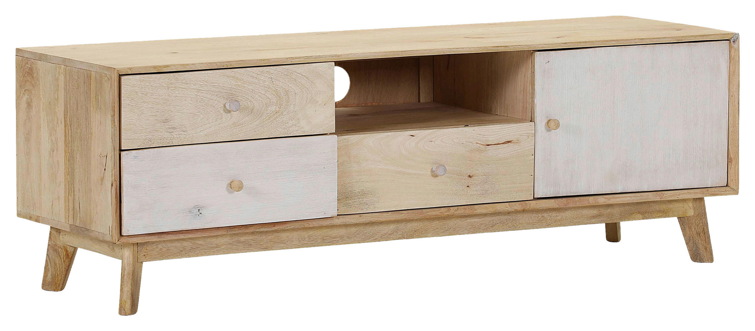 LOWBOARD Kata  in 150/50/46 cm  - Naturfarben/Weiß, Design, Holz (150/50/46cm) - Landscape