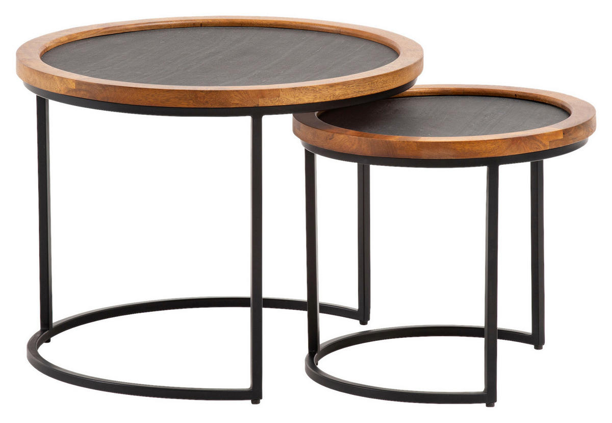 SADA KONFERENČNÍCH STOLKŮ, hnědá, dřevo, plast, 60/60/46 cm - černá/hnědá, Design, kov/dřevo (60/60/46cm) - MID.YOU