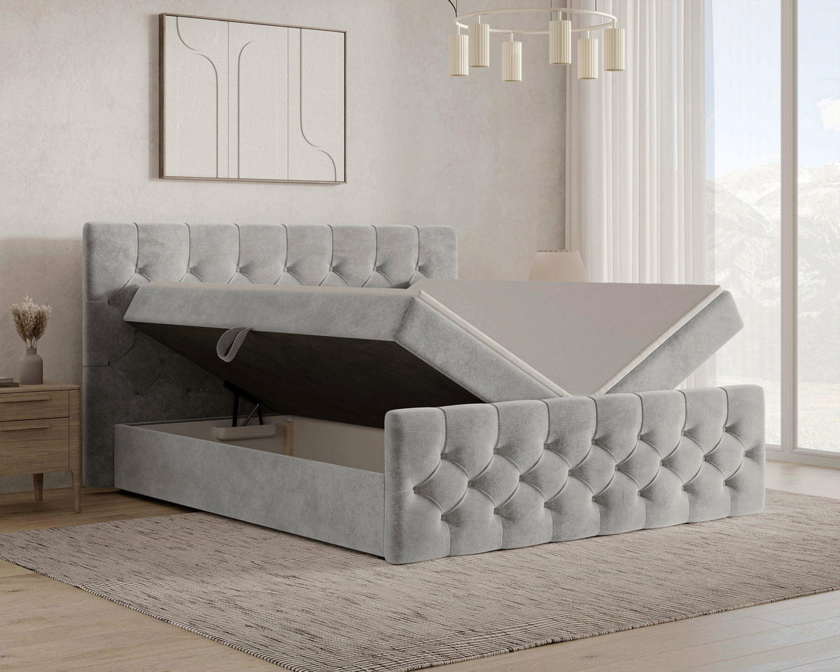 BOXBETT 140/200 cm  in Grau  - Schwarz/Grau, MODERN, Holz/Kunststoff (140/200cm) - MID.YOU