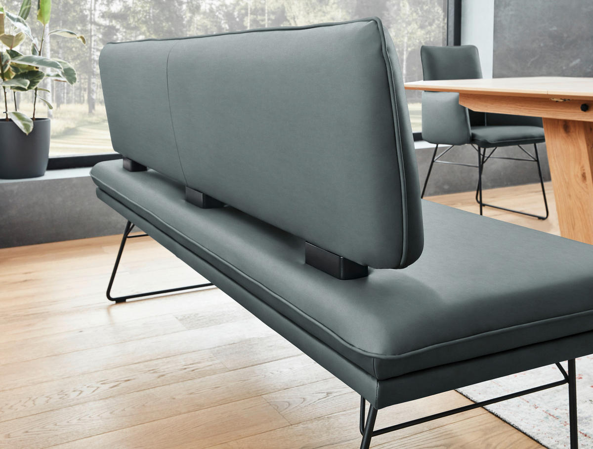 SITZBANK in Metall, Textil Schwarz, Graublau  - Graublau/Schwarz, Design, Textil/Metall (195/91/65cm) - Dieter Knoll