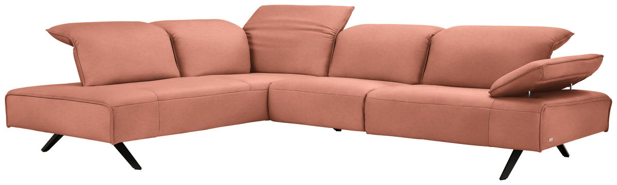 ECKSOFA  in Echtleder Lachsfarben  230/290 cm  - Anthrazit/Lachsfarben, Design, Leder/Metall (230/290cm) - Johann Jakob