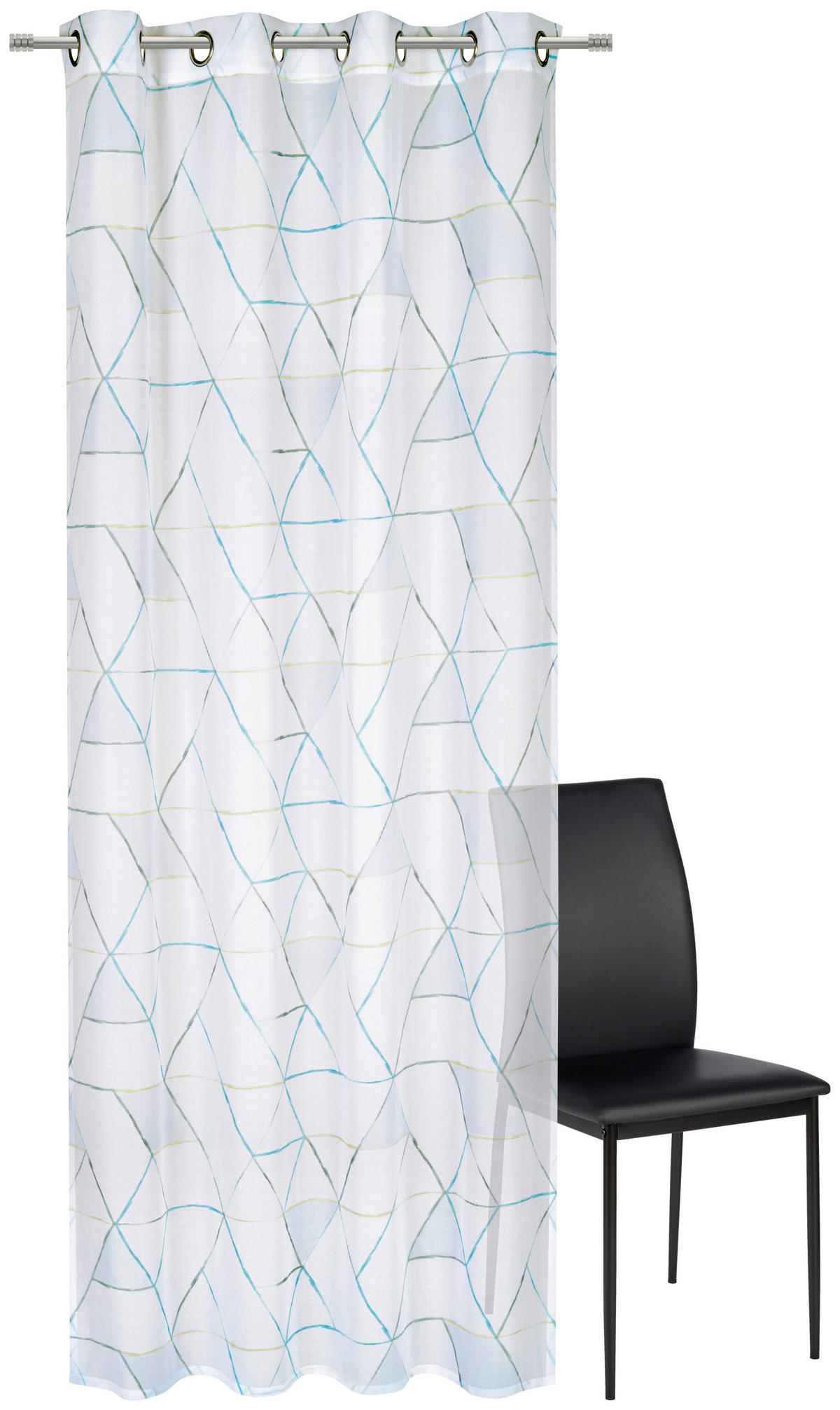 ZÁVĚS S OČKY, poloprůhledné, 140/245 cm - modrá, Trend, textil (140/245cm) - Esposa