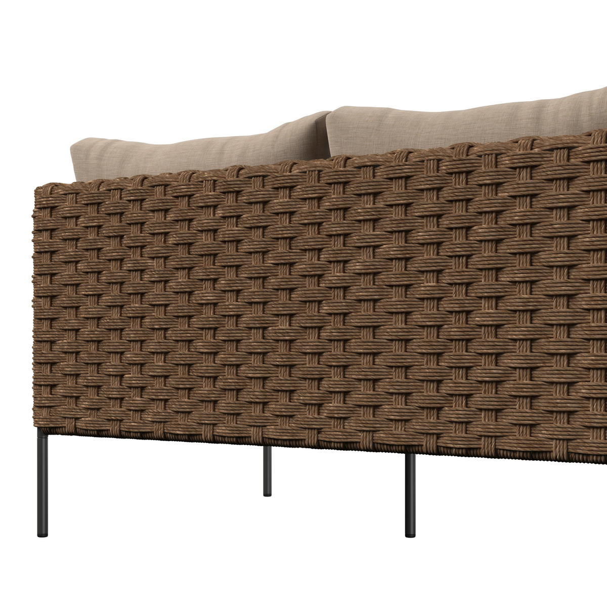 LOUNGEGARNITUR   Akazie vollmassiv Stahl  - Beige/Gelb, MODERN, Holz/Kunststoff - Beldano