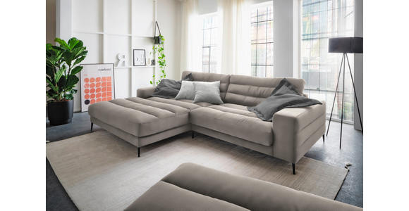 ECKSOFA in Cord Sandfarben 207/296 cm - Sandfarben/Schwarz, Design, Textil/Metall (207/296cm) - Dieter Knoll
